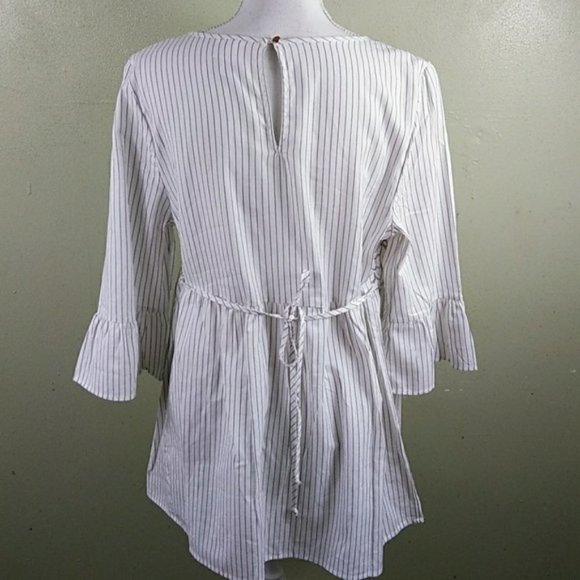 😻 4/$25 Isabel Maternity Pinstriped Topo with Lace Bodice NWOT L - Picture 5 of 9